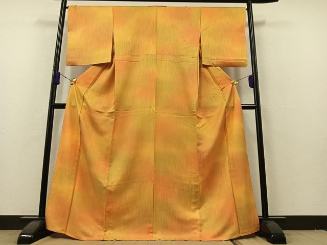 平和屋着物▽上質な小紋 単衣 樹林文 暈し染め ロング丈 正絹 逸品 AAAZ5696jh