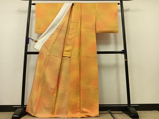 平和屋着物▽上質な小紋 単衣 樹林文 暈し染め ロング丈 正絹 逸品 AAAZ5696jh