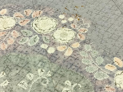 平和屋着物▽訪問着 単衣 紬地 花織 絞り 辻が花 正絹 逸品 AAAZ5698jh