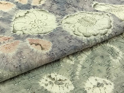 平和屋着物▽訪問着 単衣 紬地 花織 絞り 辻が花 正絹 逸品 AAAZ5698jh