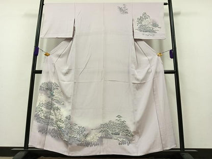 平和屋着物▽訪問着 単衣 風景文 暈し染め 正絹 逸品 AAAZ5699jh