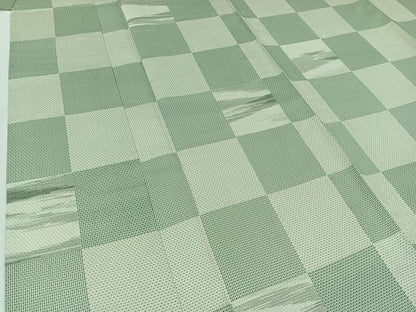 平和屋着物▽お召　単衣　市松文様　正絹　逸品　AAAZ5701jh