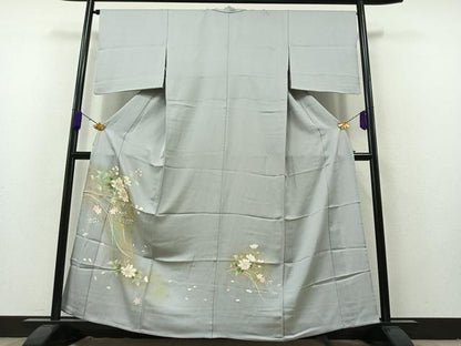 平和屋着物▽訪問着 単衣 枝花文 暈し染め 金彩 正絹 逸品 AAAZ5702jh