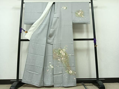平和屋着物▽訪問着 単衣 枝花文 暈し染め 金彩 正絹 逸品 AAAZ5702jh