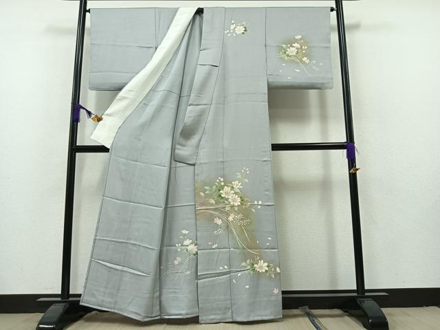 平和屋着物▽訪問着 単衣 枝花文 暈し染め 金彩 正絹 逸品 AAAZ5702jh