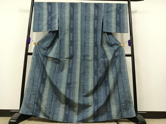平和屋着物▽上質な紬 単衣 縞 正絹 逸品 AAAZ5703jh