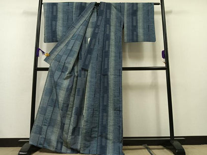 平和屋着物▽上質な紬 単衣 縞 正絹 逸品 AAAZ5703jh