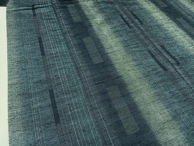 平和屋着物▽上質な紬 単衣 縞 正絹 逸品 AAAZ5703jh