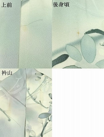 平和屋着物▽上質な小紋 単衣 手描き 枝花文 暈し染め 正絹 逸品 AAAZ5705jh