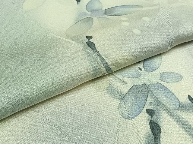 平和屋着物▽上質な小紋 単衣 手描き 枝花文 暈し染め 正絹 逸品 AAAZ5705jh