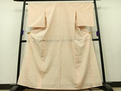 平和屋着物▽本塩沢 単衣 舞葉文 正絹 逸品 AAAZ5706jh