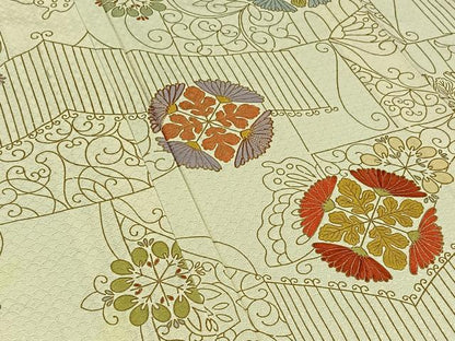 平和屋着物▽訪問着 単衣 駒刺繍 七宝花文 金糸 正絹 逸品 AAAZ5709jh