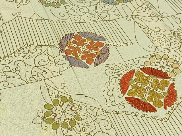 平和屋着物▽訪問着 単衣 駒刺繍 七宝花文 金糸 正絹 逸品 AAAZ5709jh