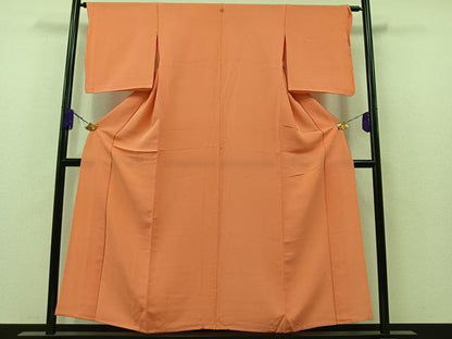 平和屋着物▽上質な色無地　単衣　鉛丹色　正絹　逸品　AAAZ5711jh