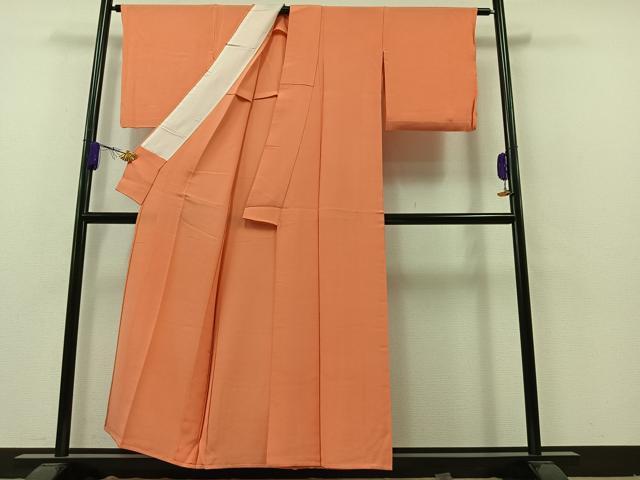 平和屋着物▽上質な色無地　単衣　鉛丹色　正絹　逸品　AAAZ5711jh