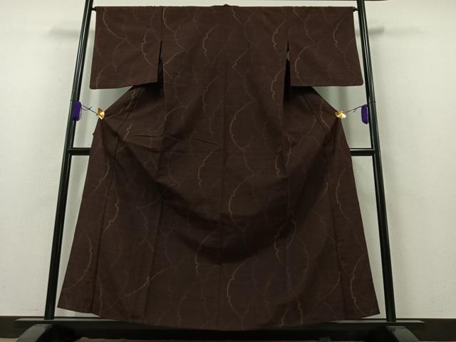 平和屋着物▽上質な紬 単衣 雪輪文 正絹 逸品 AAAZ5712jh