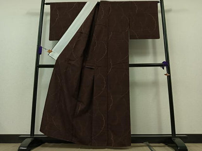 平和屋着物▽上質な紬 単衣 雪輪文 正絹 逸品 AAAZ5712jh