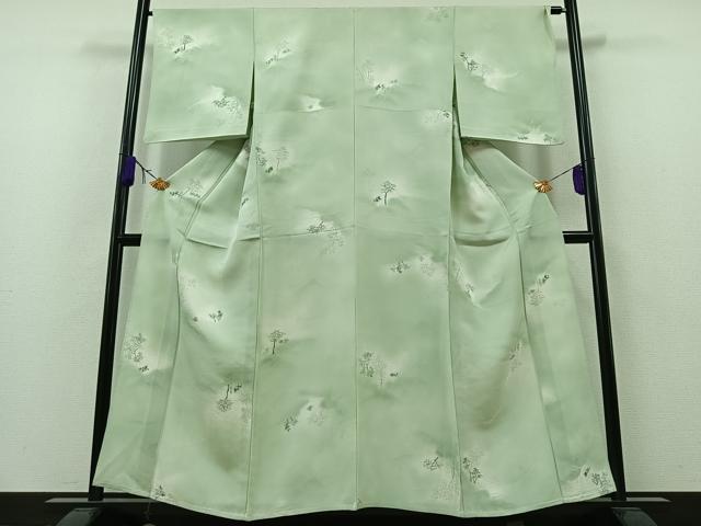 平和屋着物▽上質な小紋 単衣 地紋起こし 風景文 暈し染め 正絹 逸品 AAAZ5713jh