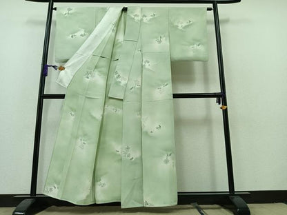 平和屋着物▽上質な小紋 単衣 地紋起こし 風景文 暈し染め 正絹 逸品 AAAZ5713jh
