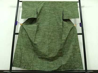 平和屋着物▽本場大島紬　単衣　樹林文　正絹　逸品　AAAZ5714jh