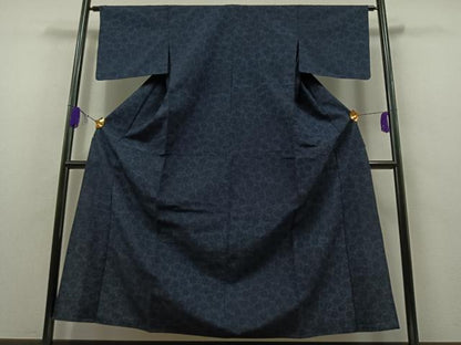 平和屋着物▽上質な紬 単衣 花唐草文 正絹 逸品 AAAZ5716jh