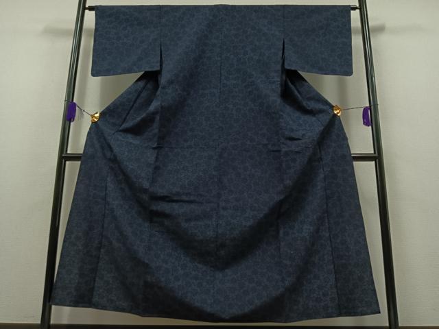 平和屋着物▽上質な紬 単衣 花唐草文 正絹 逸品 AAAZ5716jh