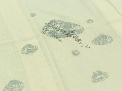 平和屋着物▽訪問着　単衣　貝合わせ花文　正絹　逸品　AAAZ5719jh