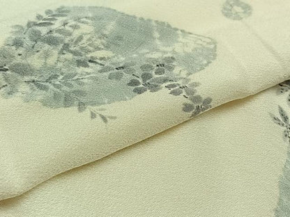 平和屋着物▽訪問着　単衣　貝合わせ花文　正絹　逸品　AAAZ5719jh