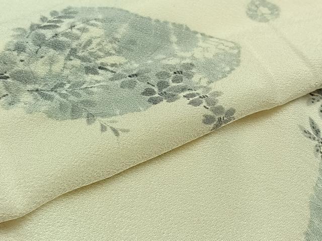 平和屋着物▽訪問着　単衣　貝合わせ花文　正絹　逸品　AAAZ5719jh