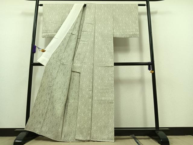 平和屋着物▽上質な紬 単衣 麻の葉文様 正絹 逸品 AAAZ5720jh