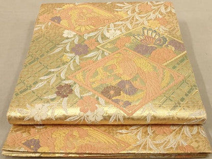 平和屋着物◎佐賀錦 六通柄袋帯 鳳凰花文 金銀糸 正絹 逸品 AAAZ5723dt