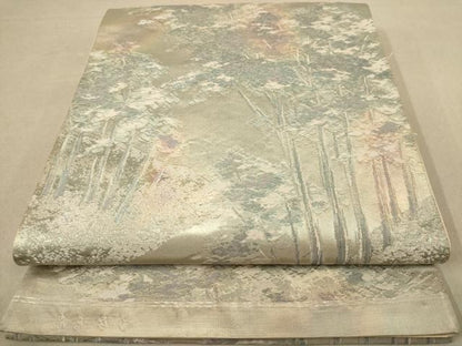 平和屋着物◎六通柄袋帯 ふるさと 銀糸 正絹 逸品 AAAZ5724dt