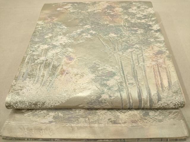 平和屋着物◎六通柄袋帯 ふるさと 銀糸 正絹 逸品 AAAZ5724dt