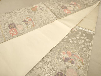 平和屋着物◎六通柄袋帯 九百新花鳥錦 金銀糸 正絹 逸品 AAAZ5729dt