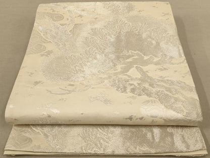 平和屋着物◎六通柄袋帯 枝松文 銀糸 正絹 逸品 AAAZ5731dt