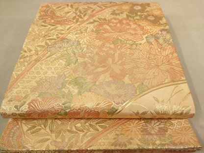 平和屋着物◎九百佐賀錦 六通柄袋帯 明朝長寿文 金糸 正絹 逸品 AAAZ5750dt