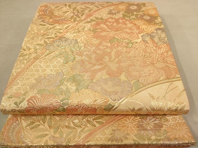 平和屋着物◎九百佐賀錦 六通柄袋帯 明朝長寿文 金糸 正絹 逸品 AAAZ5750dt