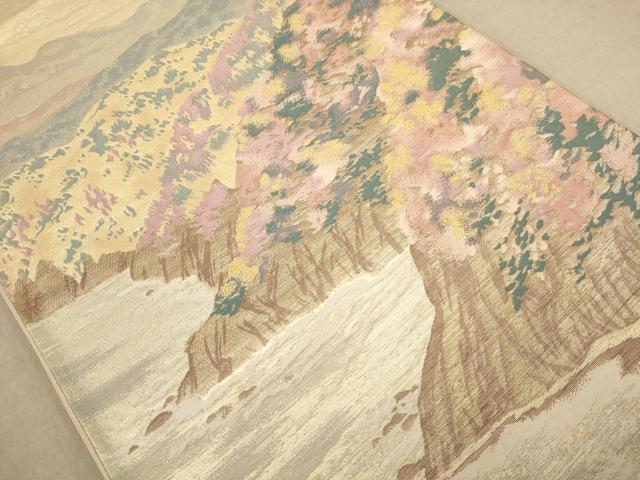 平和屋着物◎六通柄袋帯 遠山風景文 金糸 正絹 逸品 AAAZ5796dt