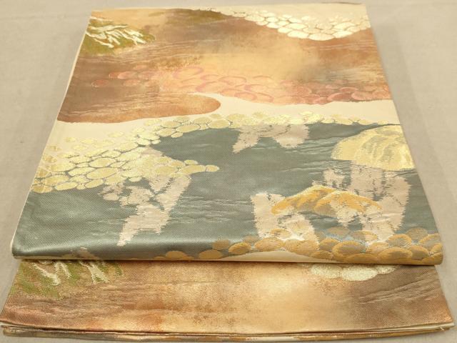 平和屋着物◎六通柄袋帯 流水文 金糸 正絹 逸品 AAAZ5798dt