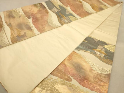 平和屋着物◎六通柄袋帯 流水文 金糸 正絹 逸品 AAAZ5798dt