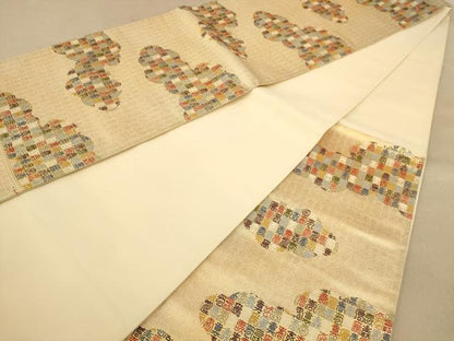 平和屋着物◎六通柄袋帯 寿字文 金糸 正絹 逸品 AAAZ5814dt