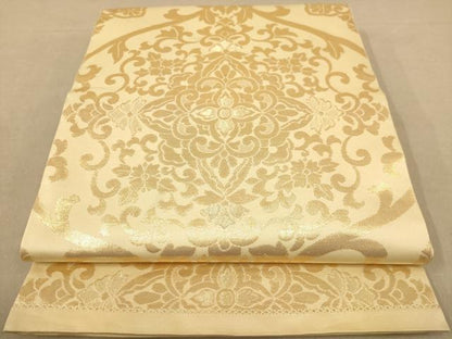平和屋着物◎六通柄袋帯 更紗花文 金糸 正絹 逸品 AAAZ5829dt