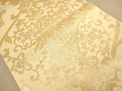 平和屋着物◎六通柄袋帯 更紗花文 金糸 正絹 逸品 AAAZ5829dt