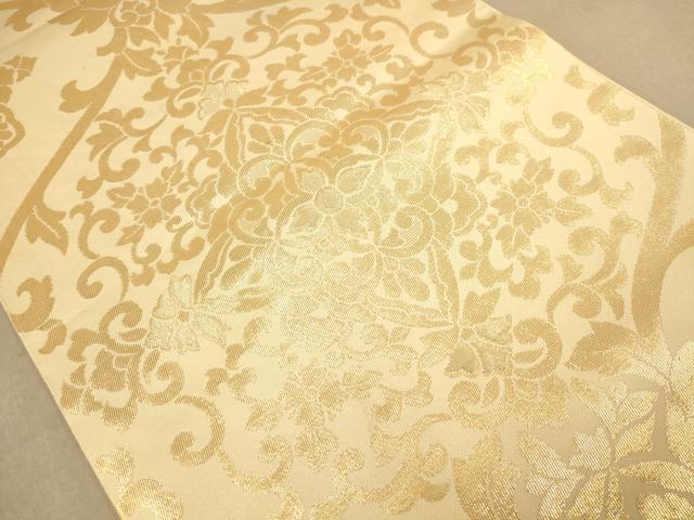 平和屋着物◎六通柄袋帯 更紗花文 金糸 正絹 逸品 AAAZ5829dt