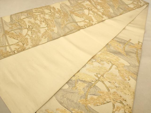 平和屋着物◎六通柄袋帯 流水松文 金糸 正絹 逸品 AAAZ5830dt