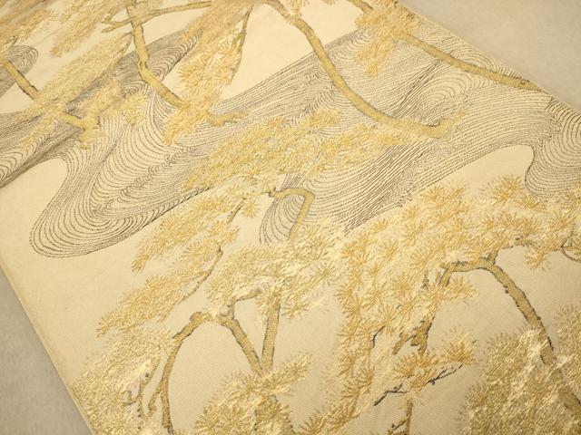 平和屋着物◎六通柄袋帯 流水松文 金糸 正絹 逸品 AAAZ5830dt