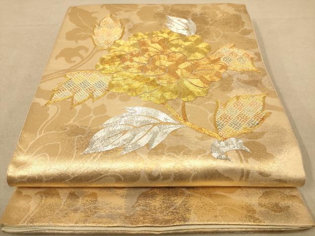 平和屋着物◎西陣多津美織物謹製 佐賀錦 太鼓柄袋帯 駒刺繍 草花文 金銀糸 正絹 逸品 AAAZ5832dt