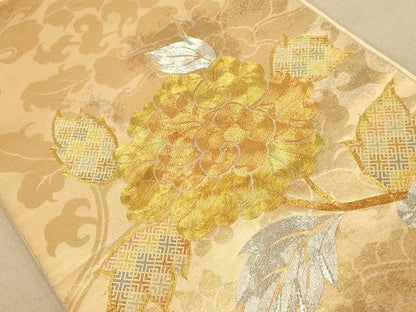 平和屋着物◎西陣多津美織物謹製 佐賀錦 太鼓柄袋帯 駒刺繍 草花文 金銀糸 正絹 逸品 AAAZ5832dt