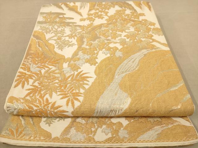 平和屋着物◎六通柄袋帯 風景文 金糸 正絹 逸品 AAAZ5837dt