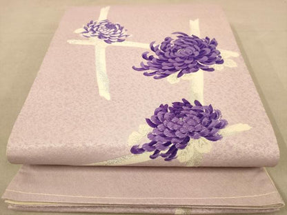 平和屋着物◎六通柄袋帯 籬に乱菊 銀糸 正絹 逸品 AAAZ5839dt